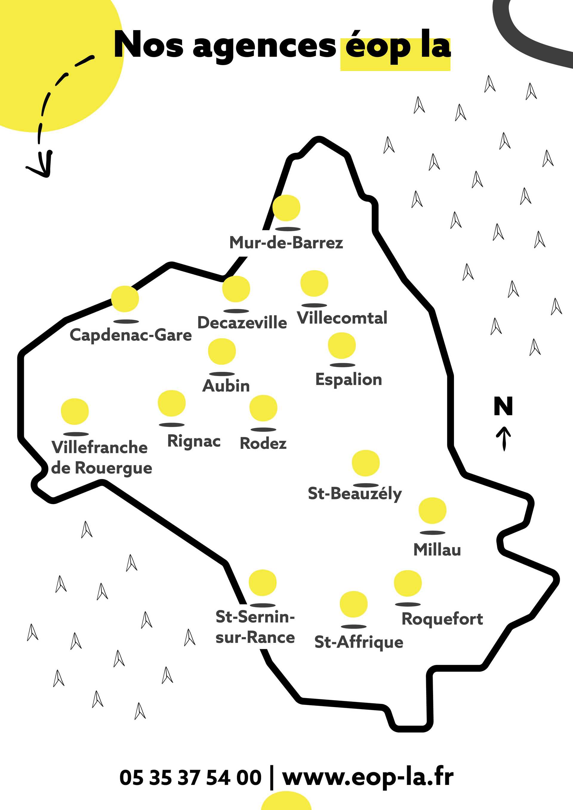 Carte des agences aveyronnaises